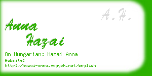 anna hazai business card